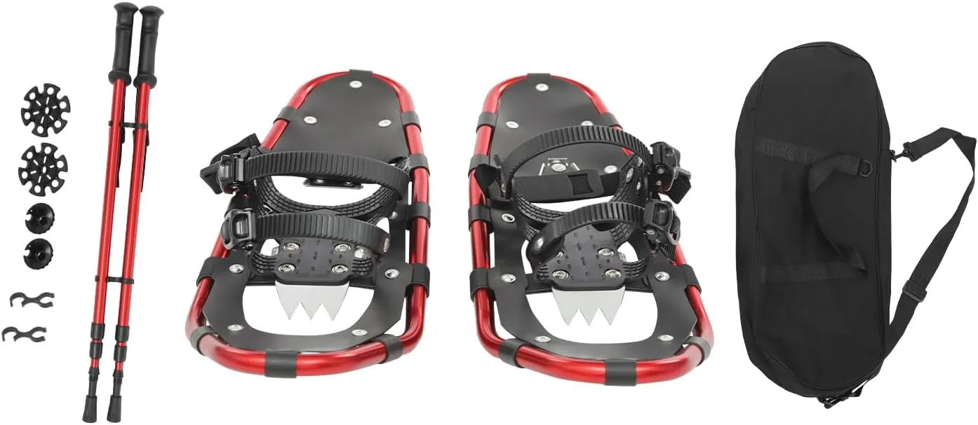 25 Inch Snowshoes, Snowshoes and Adjustable Hiking Poles, Snowshoes, Adult Snowshoes, Men and Women Snowshoes Hiking Poles Set for Ski Slopes, Outdoor Skiing Projects