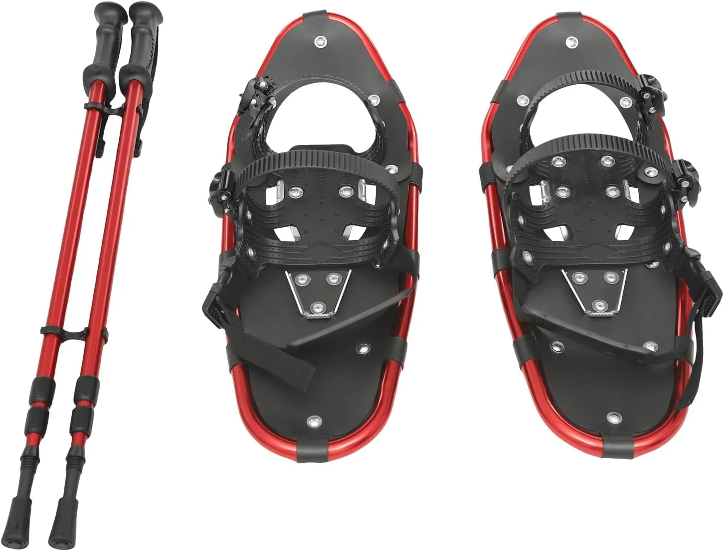 25/21 Inch Snowshoes, Snowshoes & Adjustable Trekking Poles Bundle for Adults Men Women, Lightweight Snowshoes Kit with Trekking Poles & Carrying Bag