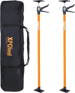 2Pack Adjustable Support Pole, Steel 3rd Hand Support System, Support Rod for Jacks Cargo Bars Drywalls, Cabinet Jacks for Installing Cabinets, Extends from 45 to 114 Inch, with carrry bag, Orange