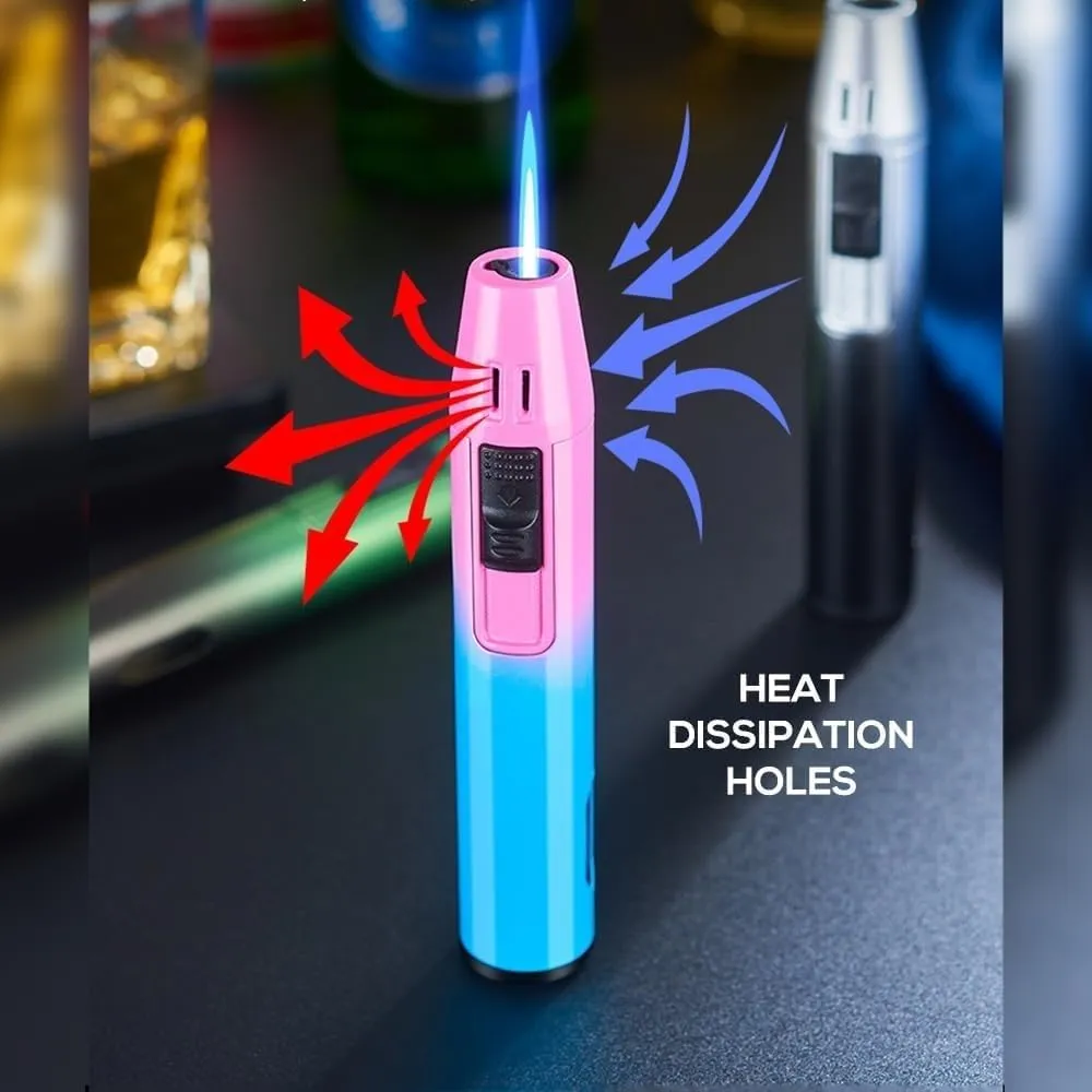 2Pack Mini Torch Lighter Windproof Jet Blue Flame Lighters Compact Portable with Gas Window Refillable Butane Torch for Candle Craft Outdoor BBQ Grill (Butane Not Included)(2pack a)