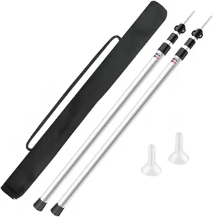 2Pcs 7.5ft Telescopic Tent Poles Adjustable Aluminum Tarp Poles Lightweight Replacement Tent Canopy Poles with Nylon Bag for Outdoor Camping RV Awning Shelter, Silver