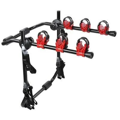 3 Bike Bicycle Carrier Car Truck SUV Foldable Trunk Mount Rear Rack w/ Straps