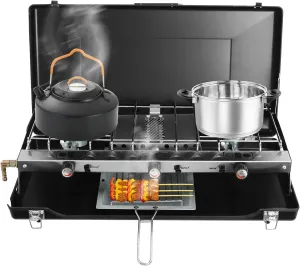 3-Burner Propane Gas Stove,Portable Stove,4500W Foldable Camping Stoves,Adjustable Burners, Wind Guards,for Beach Cookouts, Backyard BBQ,Tailgating