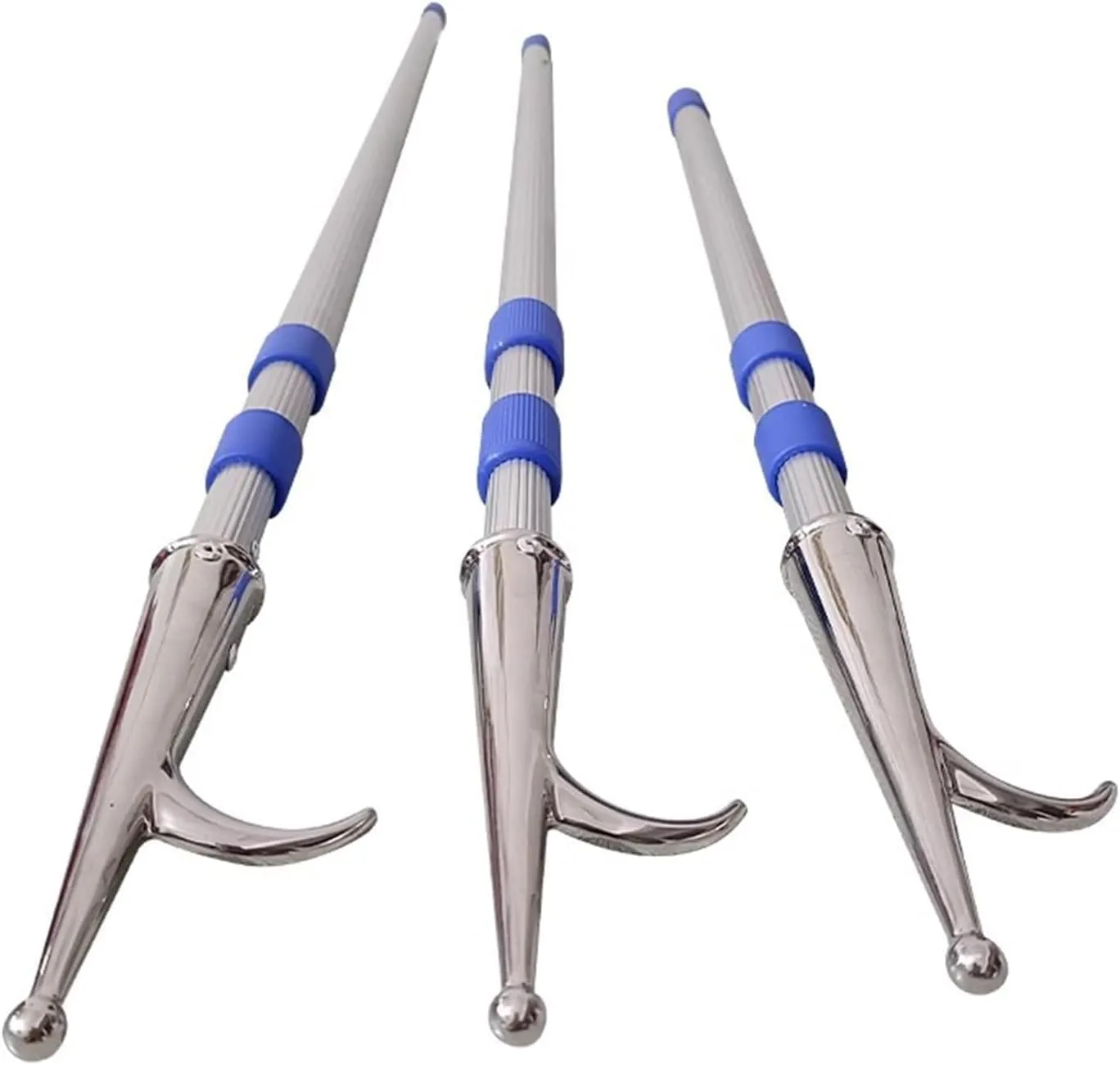 3 Pack Cargo Grabber Reach Retriever Tool, Commercial Push Pole for Yachts/Fishing Boats, Heavy Duty Water Rescue Hook Rod, Lenght Adjustable Grappling Hooks