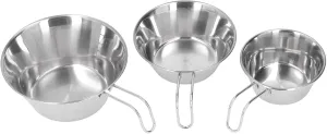 3 Piece Stainless Steel Camping Bowl Set, Portable Grill Folding Cup Bowls, Mountaineering Picnic Cookware
