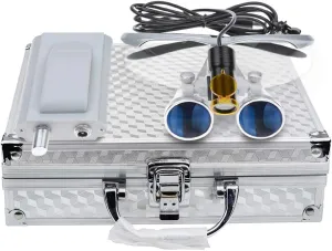 3.5x420 Loupes Magnifier Magnification Binocular 5W Headlamp Belt Clip Type Case (Silver)