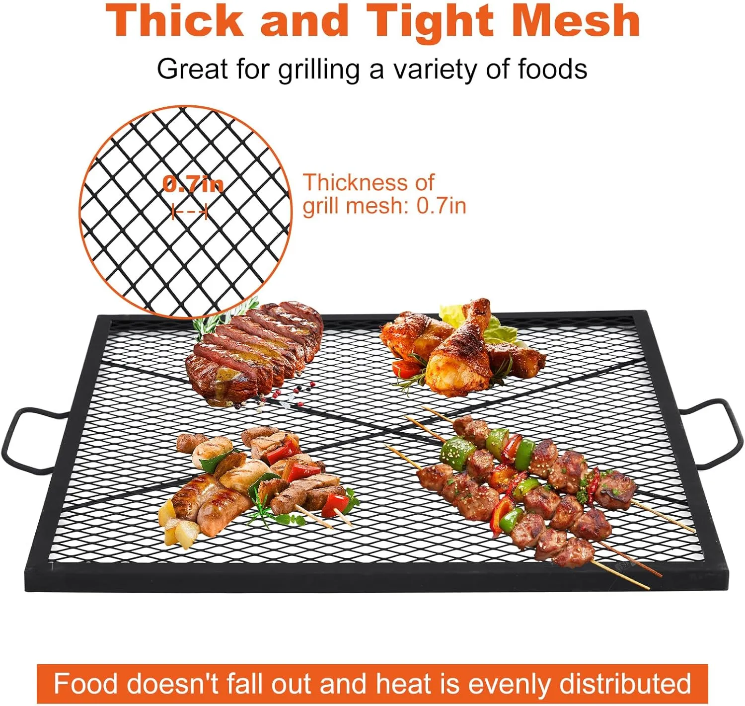 36×36in Fire Pit Cooking Grill Grate, X-Marks Fire Pit Grill Cooking Grate, Outdoor Campfire BBQ Grill, Heavy Duty Steel Campfire BBQ Grill Grid, Portable Camping Cookware with Handle