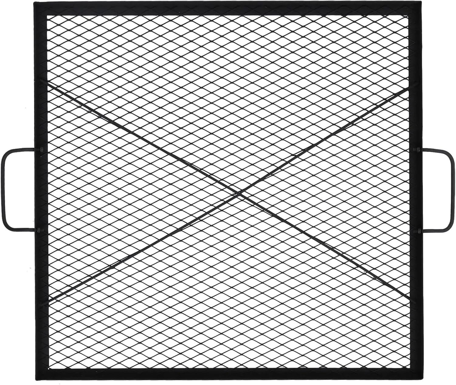 36×36in Fire Pit Cooking Grill Grate, X-Marks Fire Pit Grill Cooking Grate, Outdoor Campfire BBQ Grill, Heavy Duty Steel Campfire BBQ Grill Grid, Portable Camping Cookware with Handle