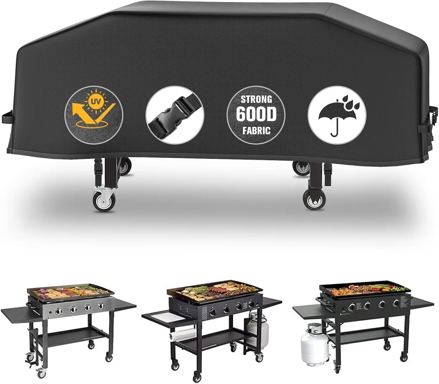 36" Blackstone Griddle Grill Cover, 1528 600D Heavy Duty Rip-Proof Materials Flat Top Grill Cover,Waterproof and Fade Resistant Grill Cover with Straps for Camp Chef and More 4-Burner Griddle