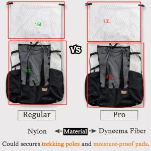 3F UL GEAR 56L Internal Frame Hiking Backpack, Lightweight Breathable Pack-Fix Trekking Poles & Moisture-proof Pads(Black-Pro)