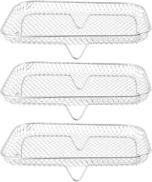 3PCS Fryer Rack Set 304 Stainless Steel Stackable Multi Layer Dehydrator Rack 8 Inch Fryer Accessories (Rectangle (12 X 10 X 1.5cm / 4.72 X 3.94 X 0.59in))