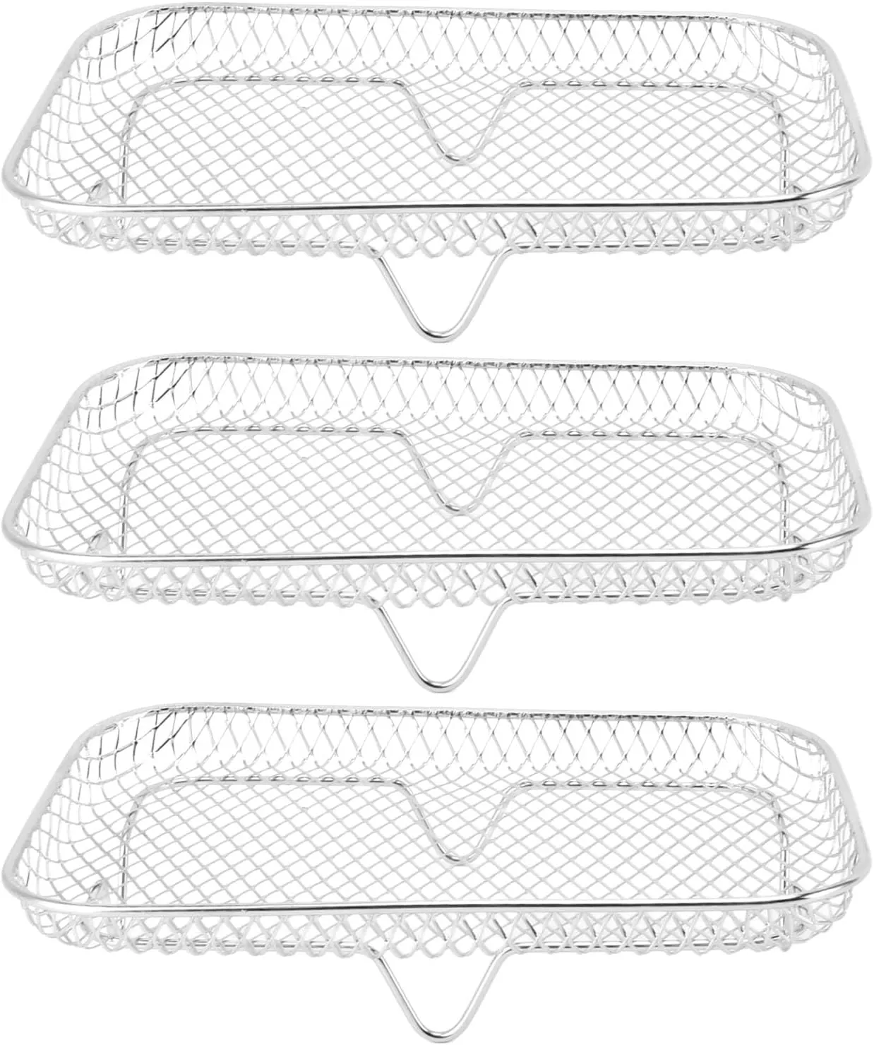 3PCS Stackable Multi Layer Dehydrator Rack - Stainless Steel Fryer Rack, Stackable Design, Multifunctional 8 Inch Compatibility, Designed with Side Handles for Easy Use (Rectangle (12 X 10 X 1.5cm /
