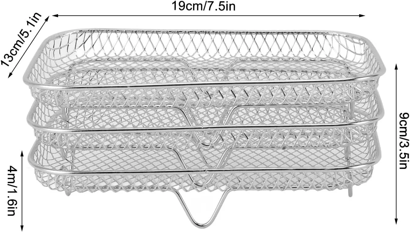 3PCS Stackable Multi Layer Dehydrator Rack - Stainless Steel Fryer Rack, Stackable Design, Multifunctional 8 Inch Compatibility, Designed with Side Handles for Easy Use (Rectangle (12 X 10 X 1.5cm /