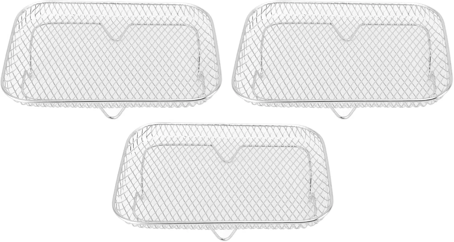3PCS Stackable Multi Layer Dehydrator Rack - Stainless Steel Fryer Rack, Stackable Design, Multifunctional 8 Inch Compatibility, Designed with Side Handles for Easy Use (Rectangle (12 X 10 X 1.5cm /