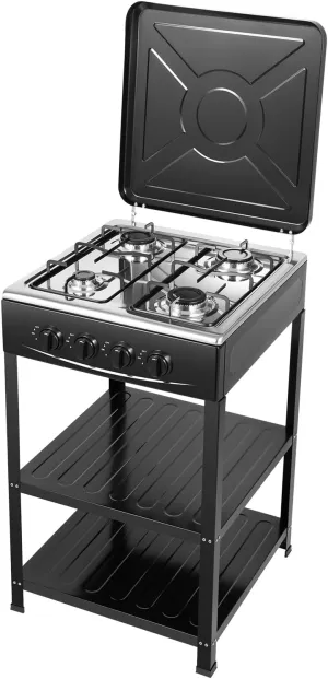 4-Burner Portable Camping Stove, 34120 BTU Propane Gas Stove with Double Storage Layers, Stainless Steel, Windproof Lid for Camping, Picnics, Hiking