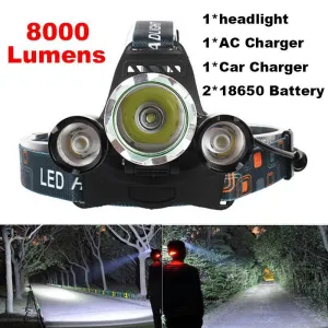 4-mode 8000Lm  LED Headlamp Set