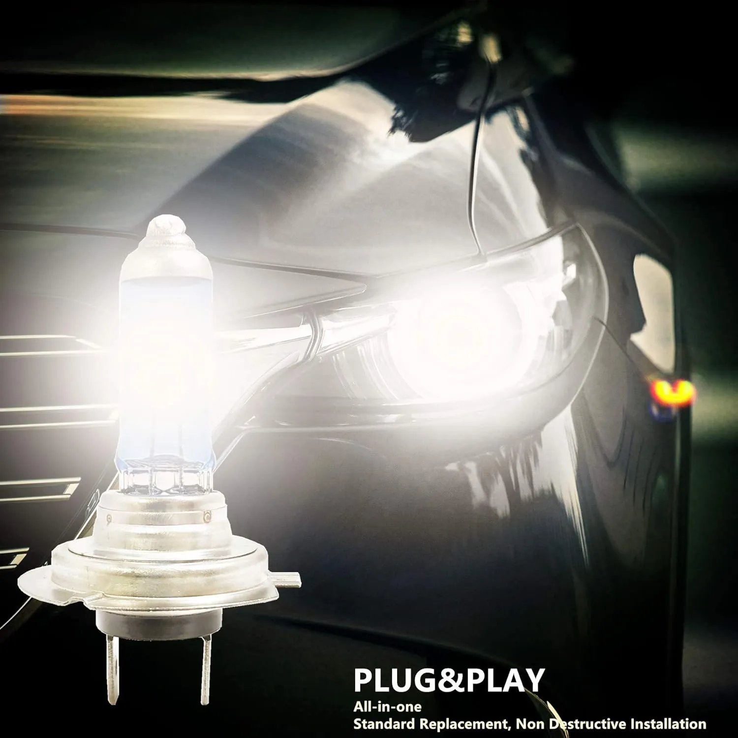 4 Pack H7 Halogen Headlight Bulb 12V 55w White 5000K Fog Light Bulbs 12972 64210 Super Bright Headlamp