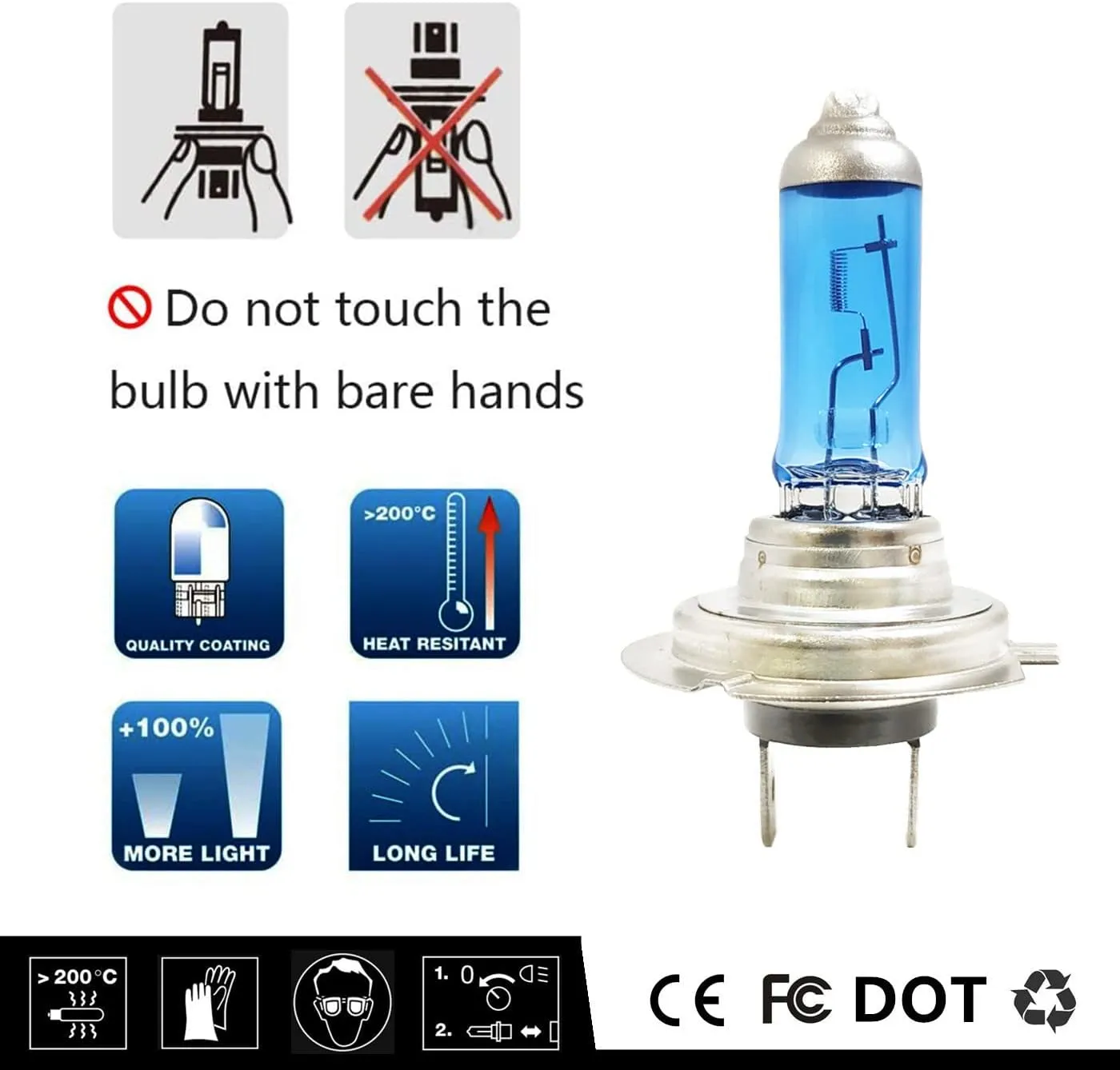 4 Pack H7 Halogen Headlight Bulb 12V 55w White 5000K Fog Light Bulbs 12972 64210 Super Bright Headlamp