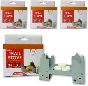 (4 Pack) Portable Folding Stove with 24 Fuel Tablets/Stove - Lightweight Pocket Stove For Your Backpacking Gear, Camping Equipment, Emergency Prep and Hiking stove Use | Versatile Cooking Solution