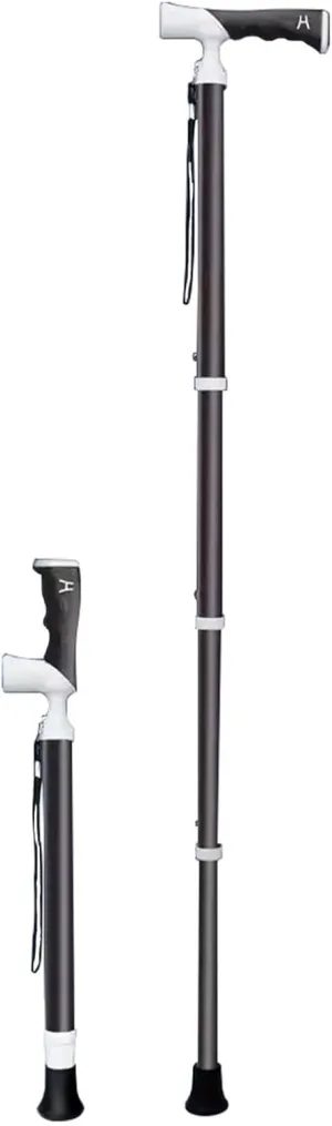 4-Sect Telescopic Trekking Poles Multifunctional Hiking Sticks Non-Slip Titanium Alloy Walking Stick 90° Rotatable Grip - Trekking Hiking Pole