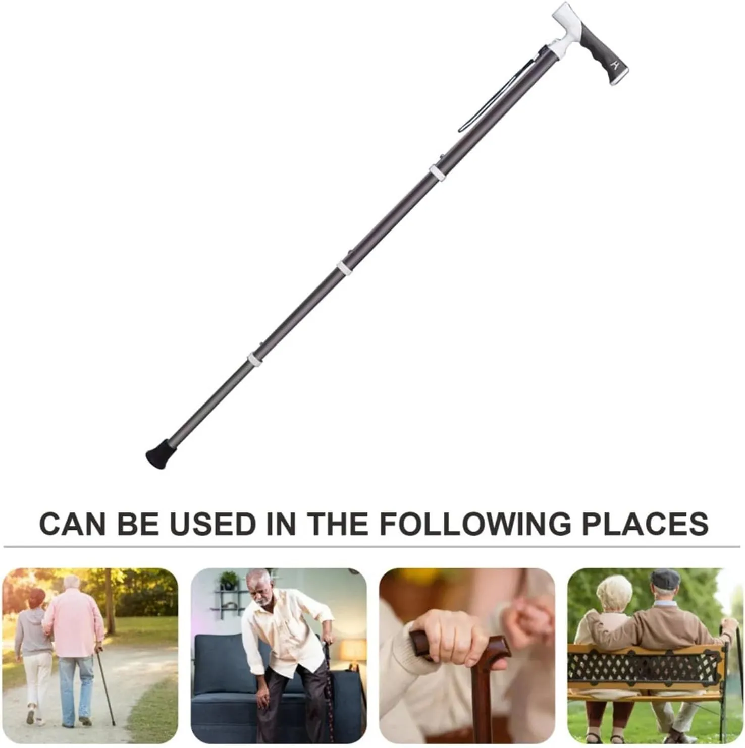 4-Sect Telescopic Trekking Poles Multifunctional Hiking Sticks Non-Slip Titanium Alloy Walking Stick 90° Rotatable Grip - Trekking Hiking Pole
