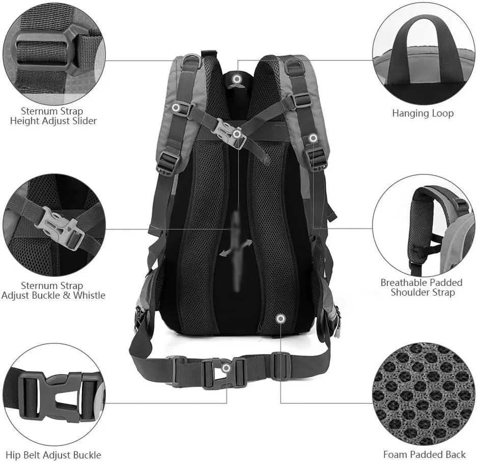40L Waterproof Climbing Rucksack Travel Hiking Backpack Trekking Backpack Outdoor Sport Bag