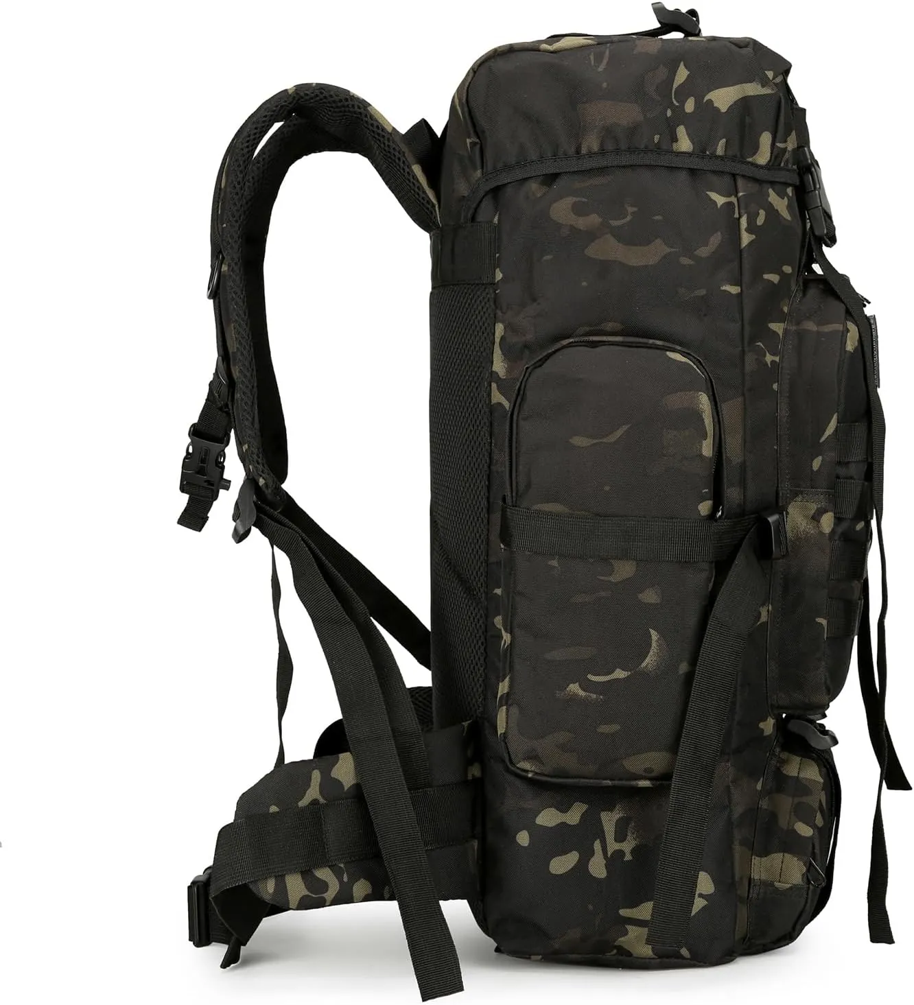 45L Hiking Backpack Camping Rucksack Molle Military Backpack for Outdoor Traveling (Black CP)