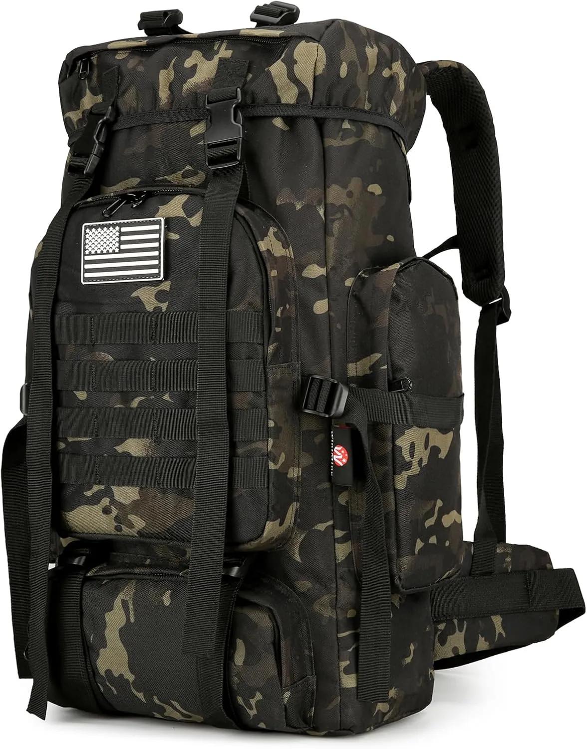 45L Hiking Backpack Camping Rucksack Molle Military Backpack for Outdoor Traveling (Black CP)