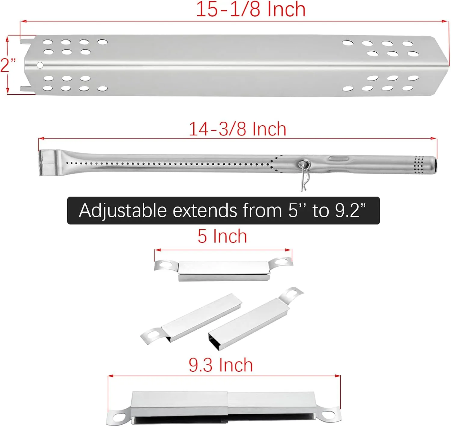 463343015 G432-001D Heat Tent 3 Burner Replacement Parts for Charbroil Grill Parts Advantage 463435115 G432-8M00-W1 G458-0018-W1 463436815 463370015 463335115 463234815 Heat Shield Carryover Tubes