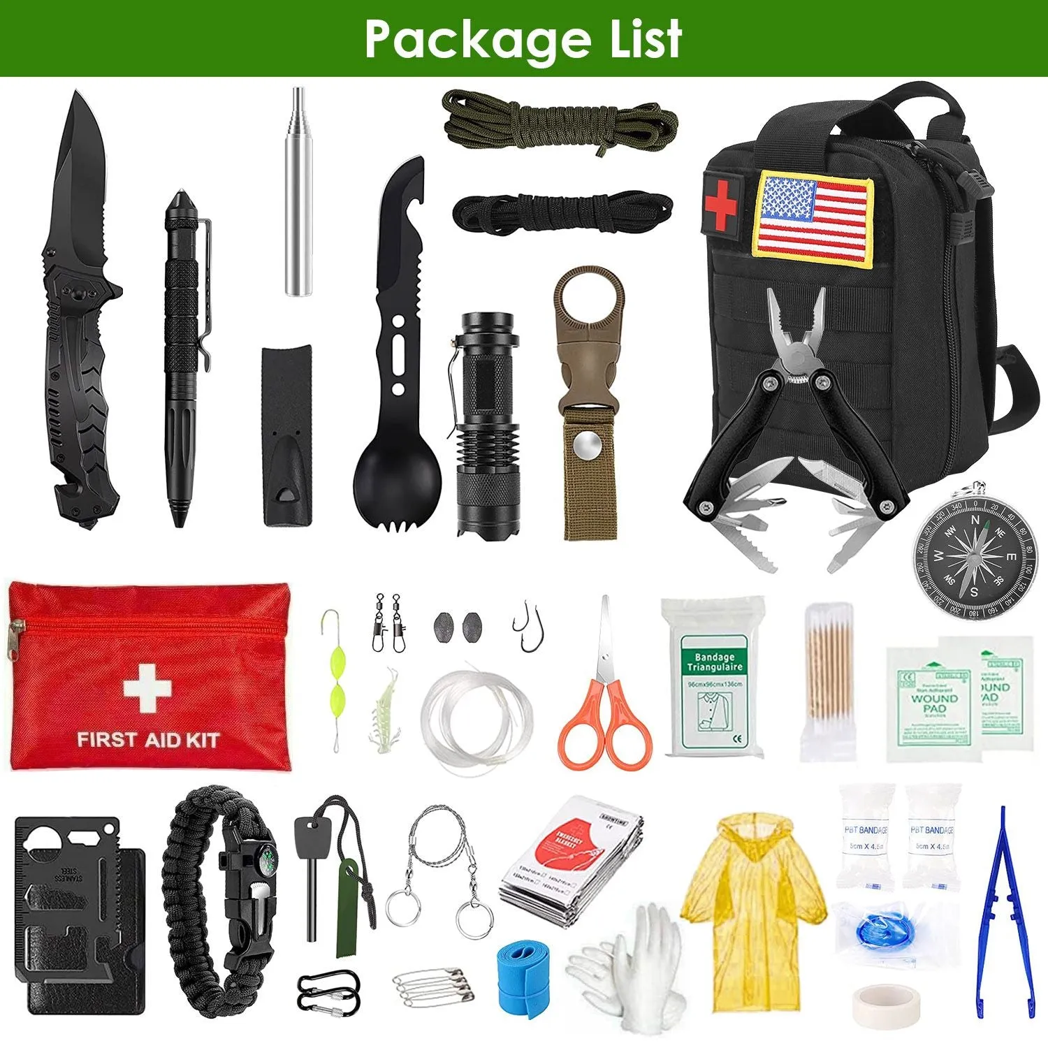 47Pcs Emergency Survival Kit Survival EDC Gear/Equipment