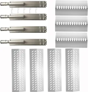 4pcs 16516 Stainless Steel Burners for Bull Grill Replacement Parts   4pcs 16631 Flame Tamer Flavor Bar   3pcs 16520 Heat Plate Shield Set,Fits for Bull, Lion, Cal Flame 4 Burner Gas Grills