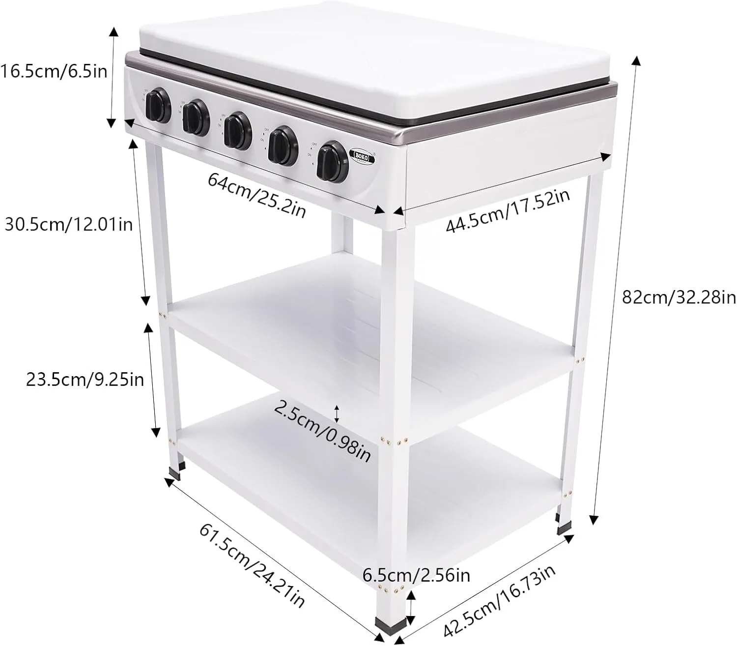 5 Burner Natural Gas Stove Outdoor Camping Stove with Wind Blocking Cover and 2 Placement Boards,Portable Gas Cooker Stove with Support Leg Stand for Camping,RV Travel,Fishing (White)