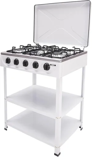 5 Burner Outdoor Camping Stove, Portable Natural Gas Stove with Wind Panel, Auto Ignition Portable Gas Stove for Camping, Backyard, BBQ Cookouts
