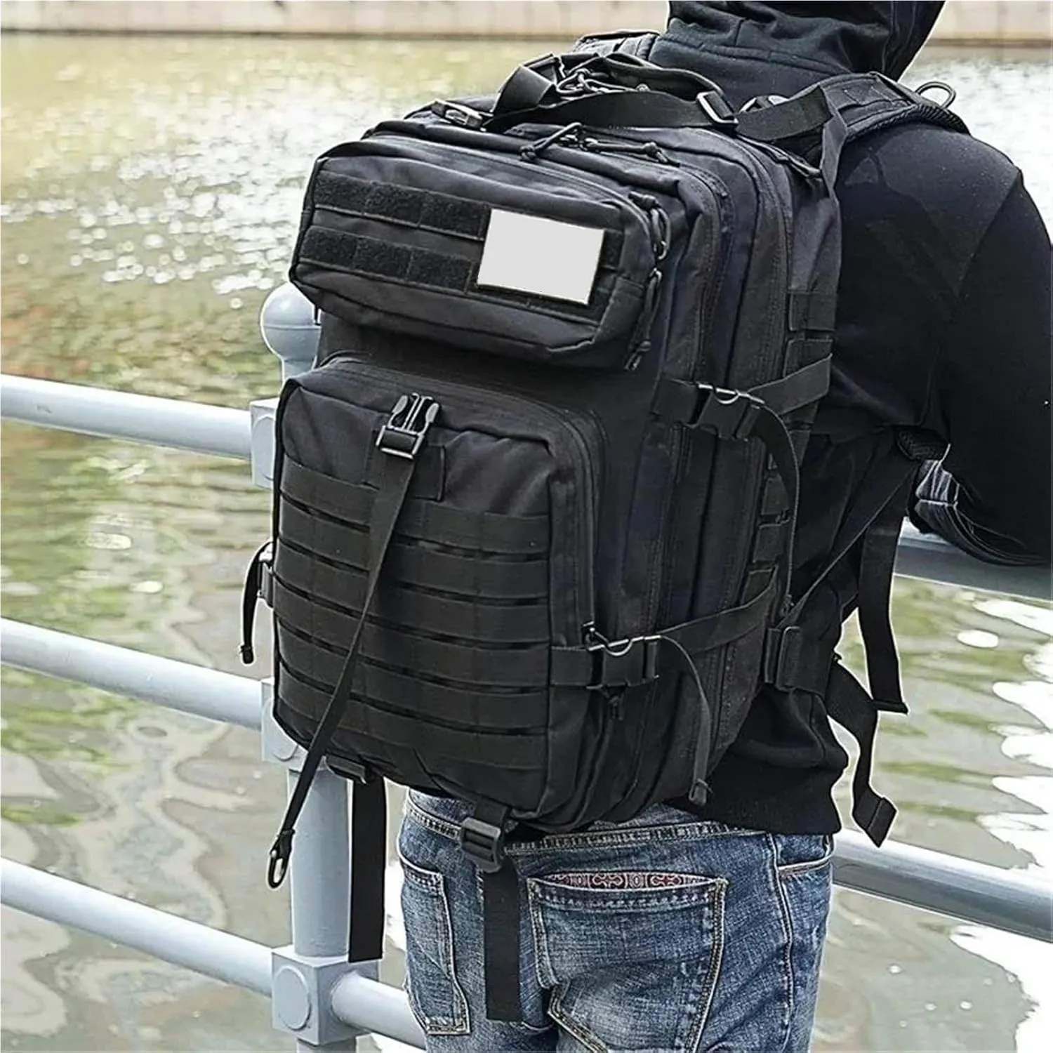 50L Tactical Backpacks Man Traveling Bags Survival Outdoor 3P Assault Pack EDC Molle Pack Hiking Trekking Hunting Bag(Black)