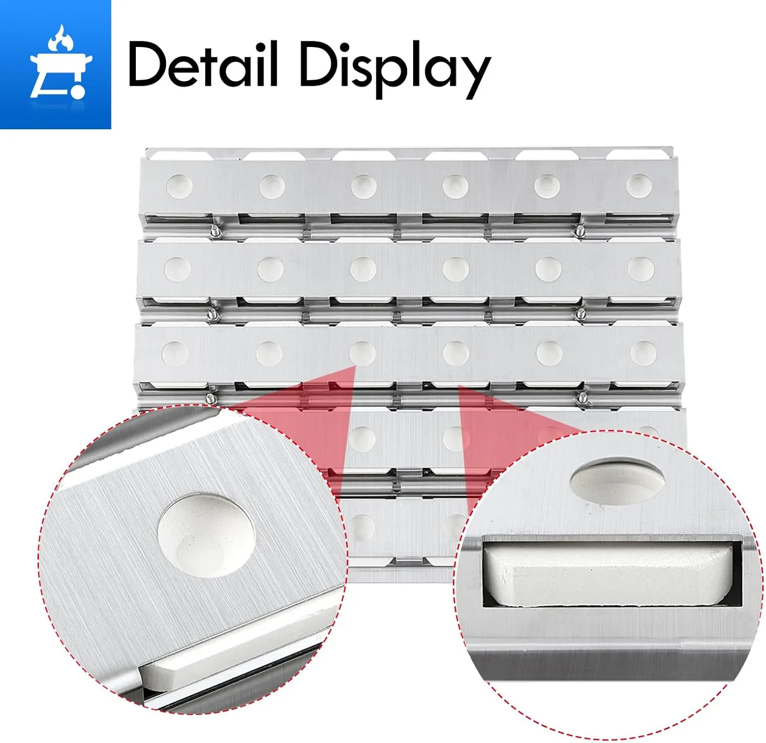 510-1024 Briquette Tray Replacement Parts for Alfresco Artisan AAEP36 ARTP36 AAEP26 Built-in Gas Grill Briquettes Replacement Stainless Steel Heat Plate Heat Trays with 30pcs Ceramic Briquettes