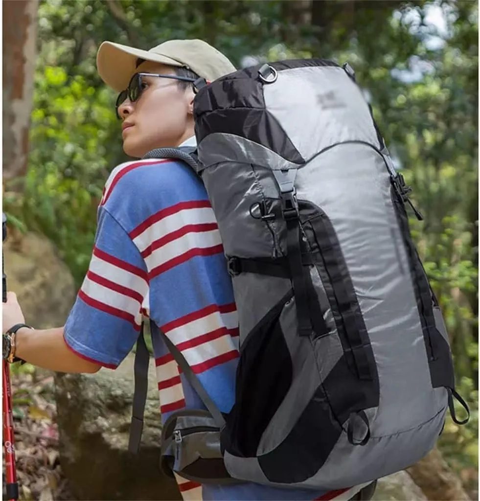 52L Outdoor Mountaineering Bag Mountaineering Backpack Mountaineering Sports Bag with Rain Cover(Black)