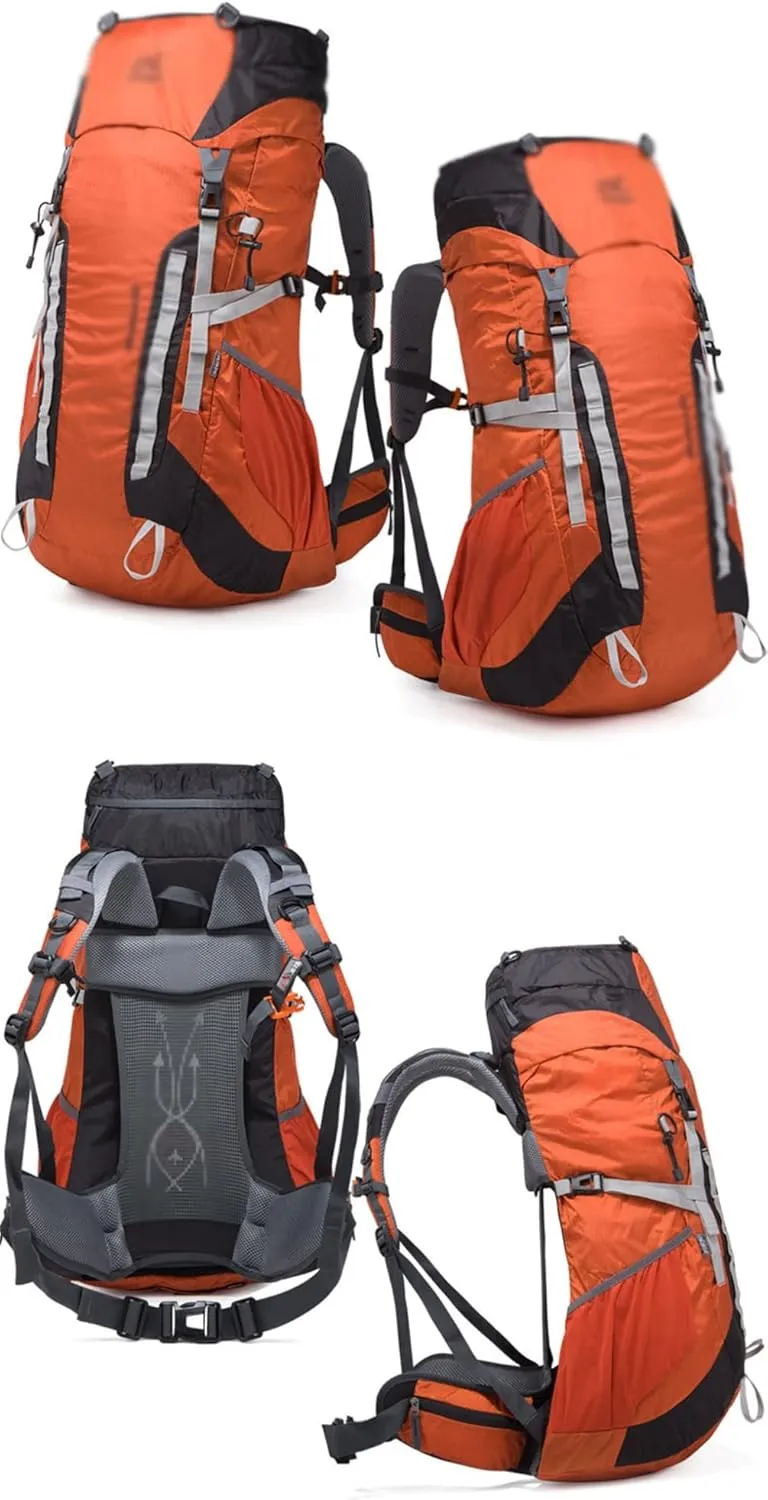 52L Outdoor Mountaineering Bag Mountaineering Backpack Mountaineering Sports Bag with Rain Cover(Black)