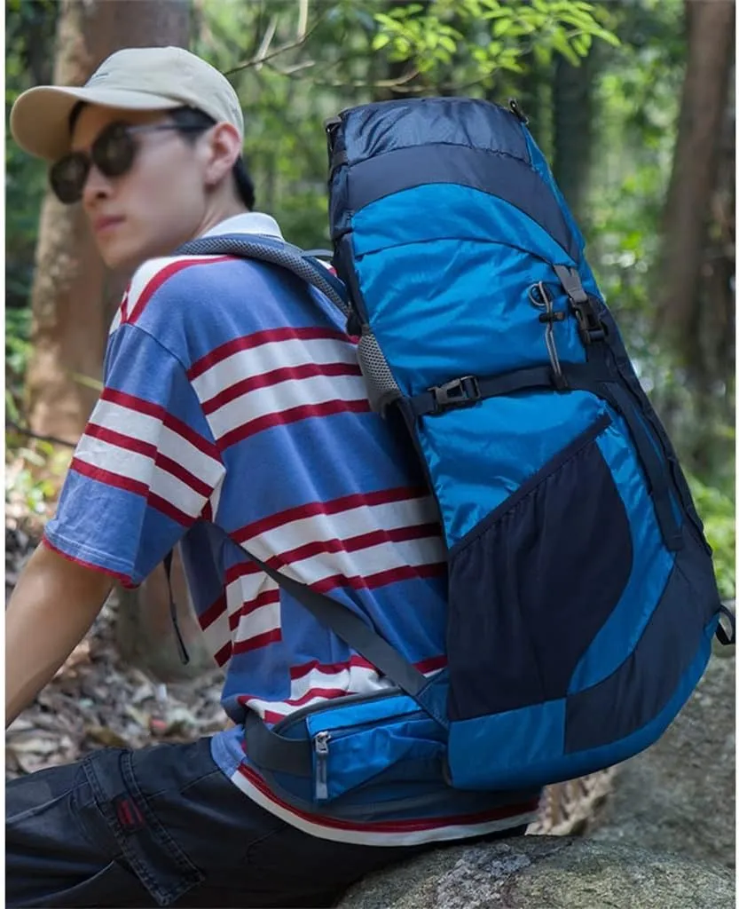 52L Outdoor Mountaineering Bag Mountaineering Backpack Mountaineering Sports Bag with Rain Cover(Black)