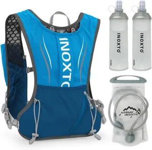 5L Hydration Pack Backpack, Hydration Vest Backpack Water Running Vest Pack with 1pc 1.5L Water Bladder and 2pcs 450ml Soft Water Bottles for Men Women Marathon Trail Hiking