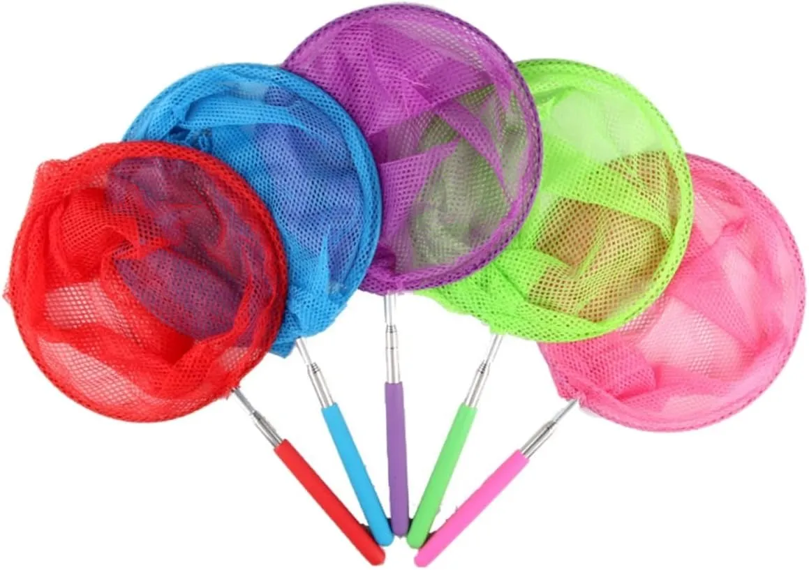 5pieces Extendable Telescopic Net for Boy Girl Sturdy Catching Nets Fluorescent Green for Outdoor Fish Catching Adventures