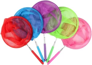 5pieces Extendable Telescopic Net for Boy Girl Sturdy Catching Nets Fluorescent Green for Outdoor Fish Catching Adventures