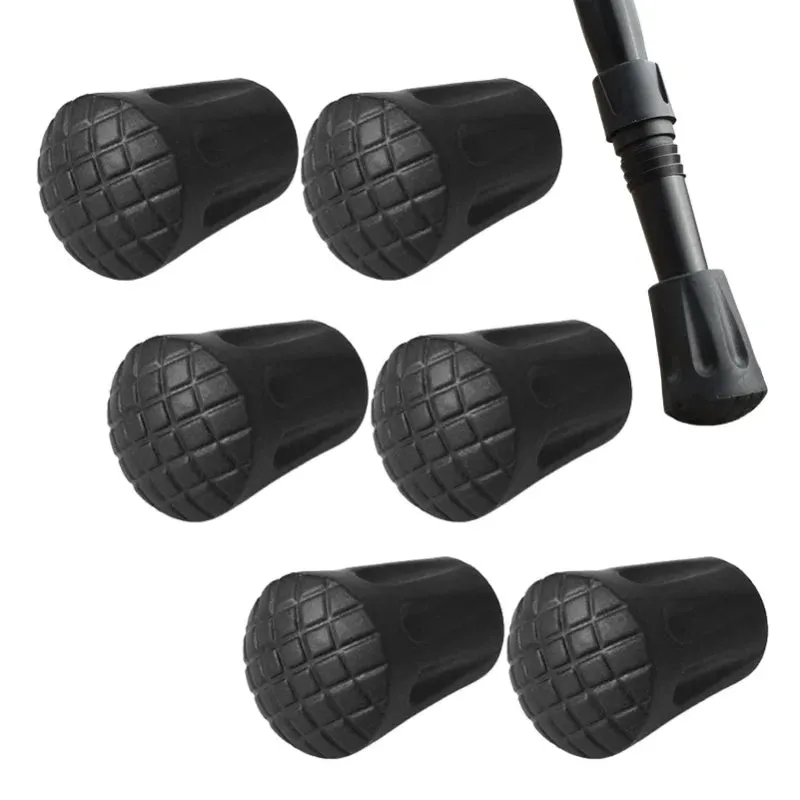 6 Pcs Nordic Walking Pole Tip Protectors Set - Rubber Buffer Replacement Tips for Hiking Sticks