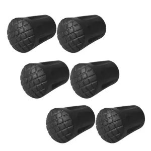 6 Pcs Nordic Walking Pole Tip Protectors Set - Rubber Buffer Replacement Tips for Hiking Sticks