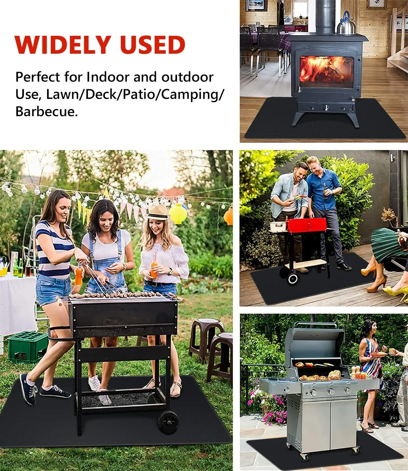 60 x 40 inch Under Grill Mats for Outdoor Grill, Double-Sided Fireproof Deck and Patio Protector Mat, Waterproof Oil-Proof BBQ Floor Pad Indoor Fire Pit Fireplace Mat