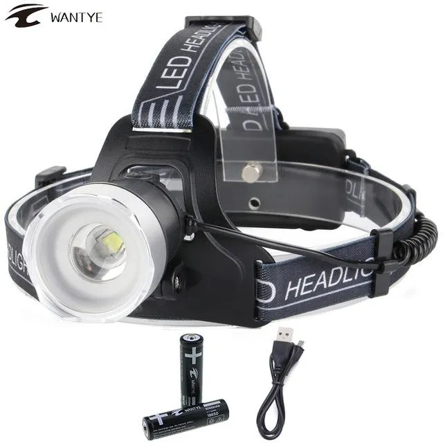 6000Lm XM-L L2 Zoomable LED Headlamp USB Flashlight Head light Rechargeable Headlight Lantern 18650 Battery