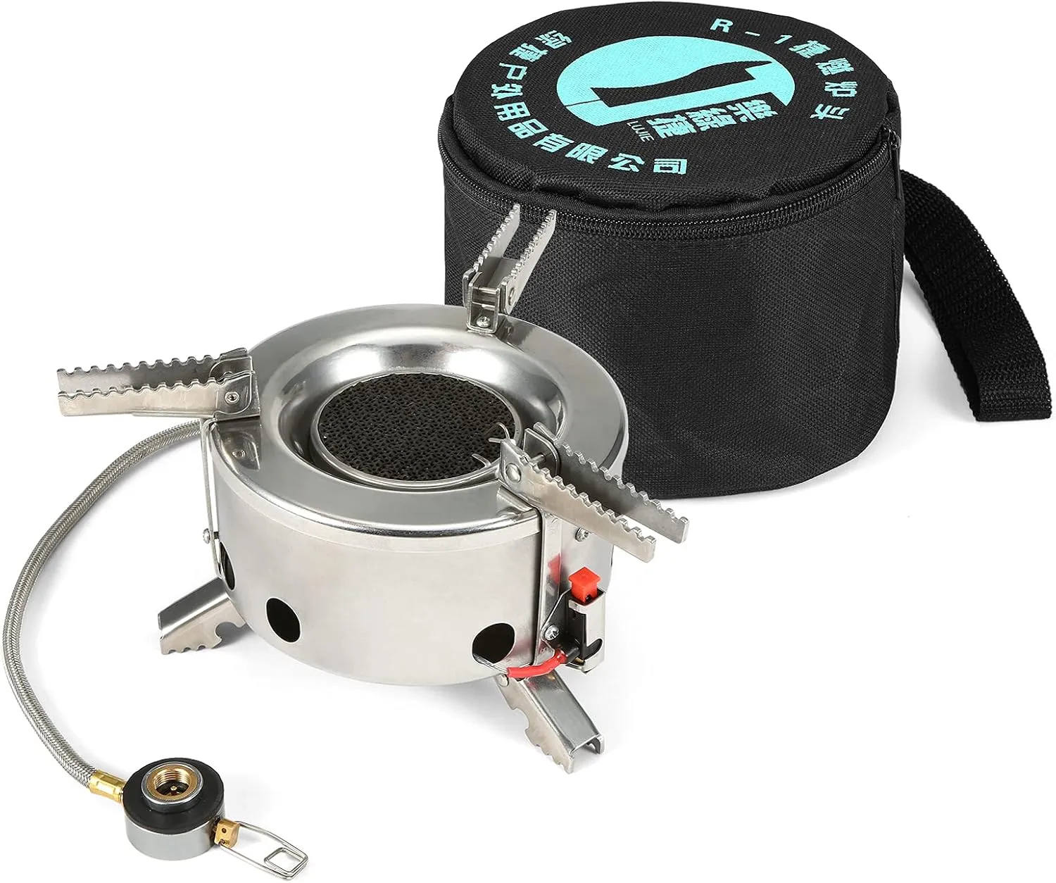 6000W Camping Gas Stove Windproof Foldable Backpacking Hiking Outdoor Cooking Stove with Piezo Ignition