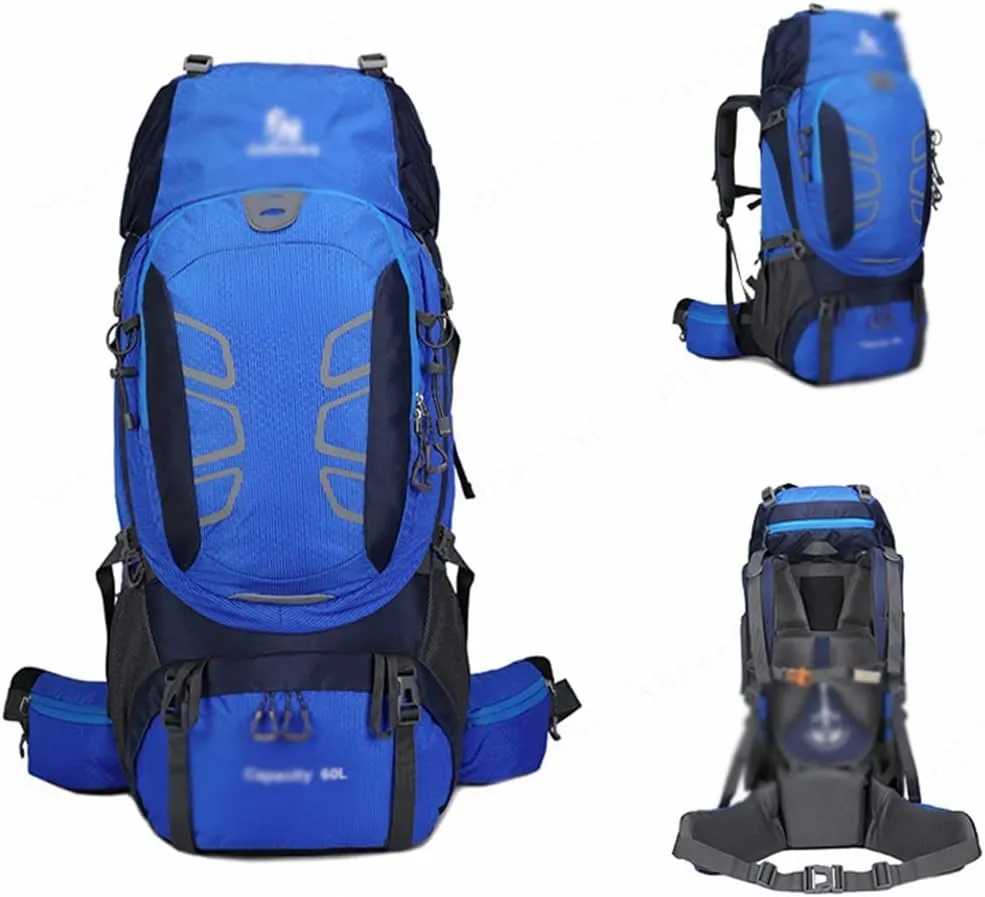 60L mountaineering hiking outdoor men's and women's bag camping mountaineering backpack travel bag(D)