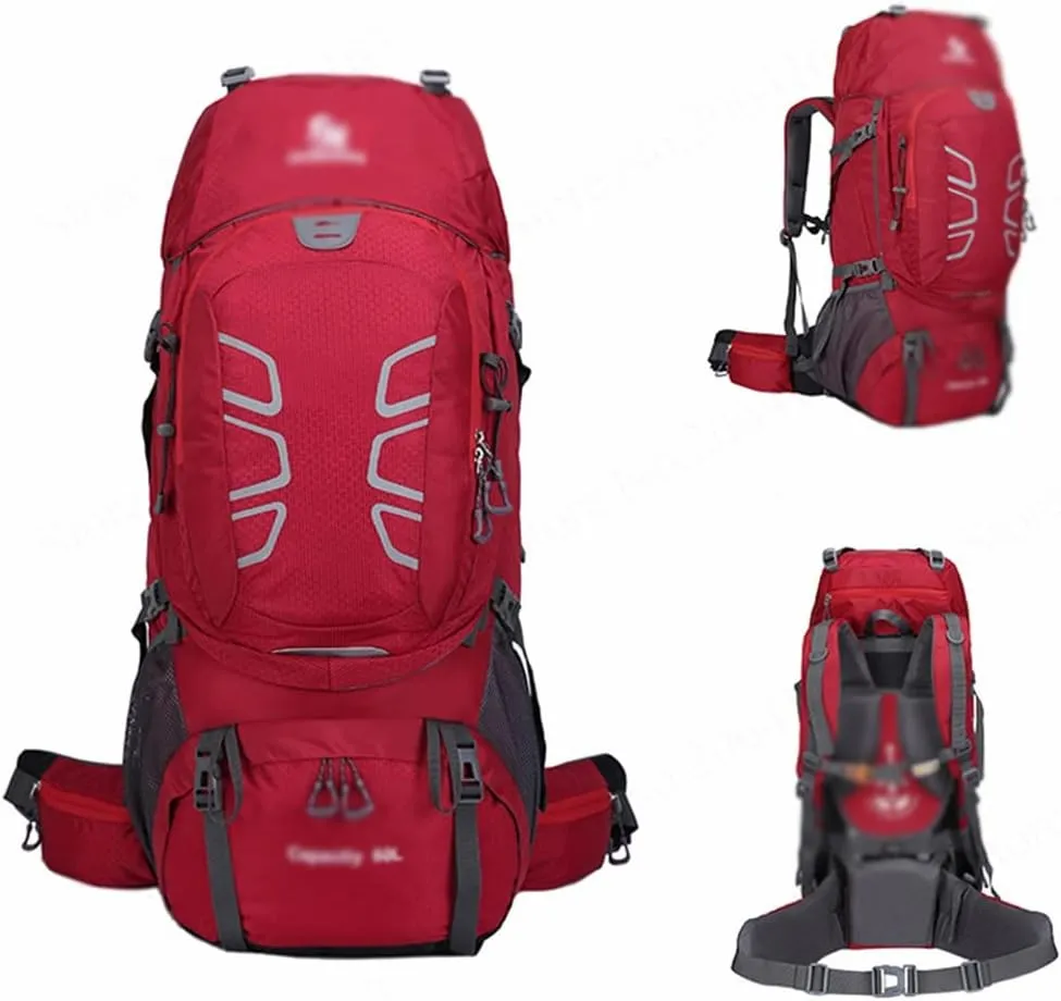 60L mountaineering hiking outdoor men's and women's bag camping mountaineering backpack travel bag(D)