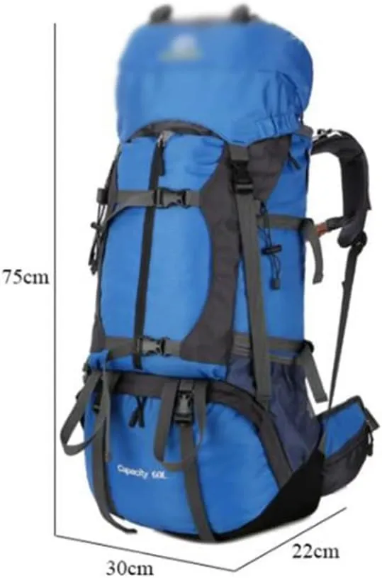 60L Outdoor Mountaineering Bag Hiking Backpack Sports Bag Mountaineering Rucksack(Gray)