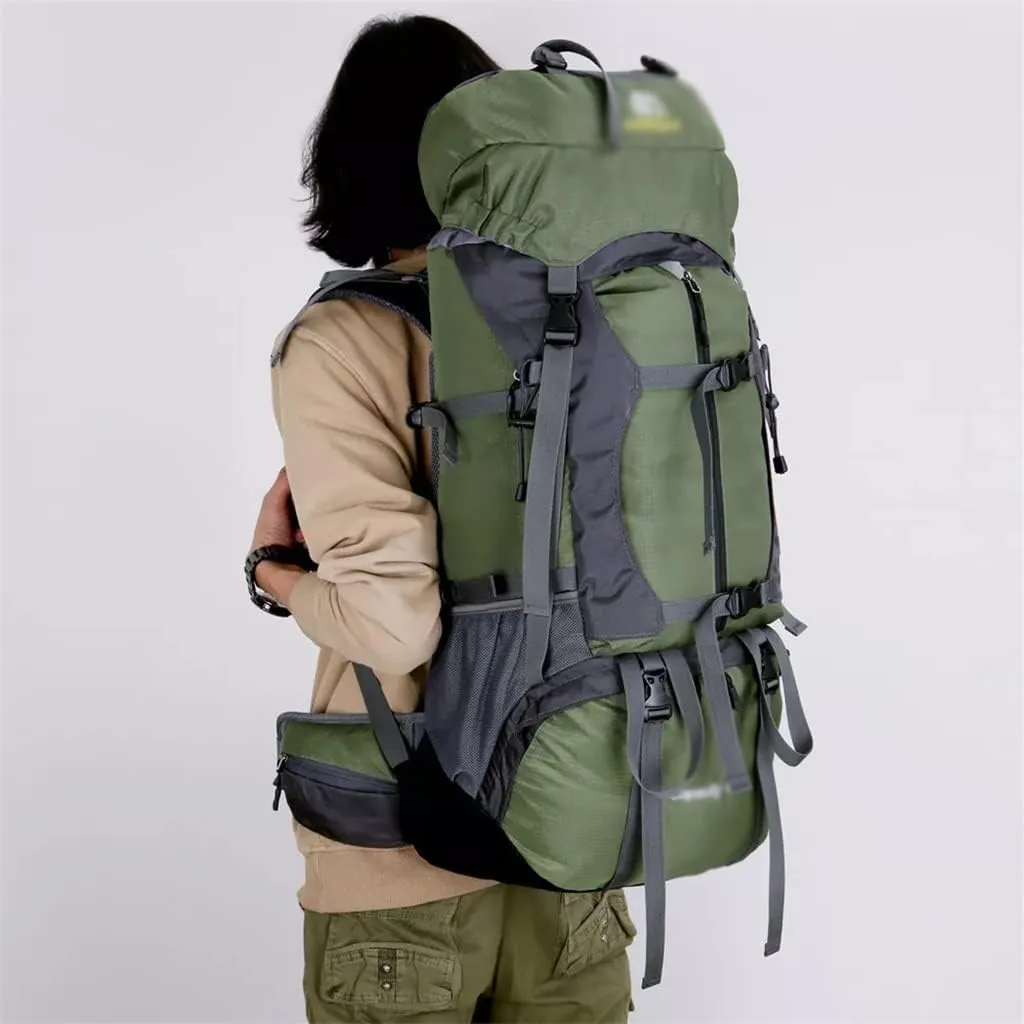 60L Outdoor Mountaineering Bag Hiking Backpack Sports Bag Mountaineering Rucksack(Gray)